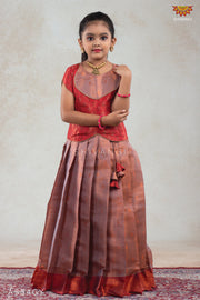 Grey Baby Honey Comb Pattu pavadai For Girls  