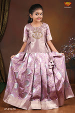 Purple Silver Lotus Pattu pavadai For Kids !!!