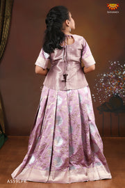 Purple Silver Lotus Pattu pavadai For Kids !!!