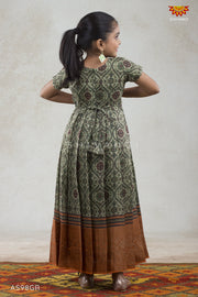 Green Pastel Morracan Long Gown For Girls