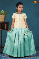 Girls Ramar Green Silver Alovera Pattu Pavadai