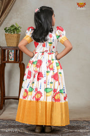 Yellow Lotus Long Gown For Girls !!!