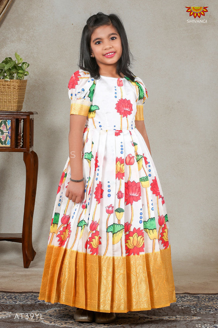 Yellow Lotus Long Gown For Girls !!!