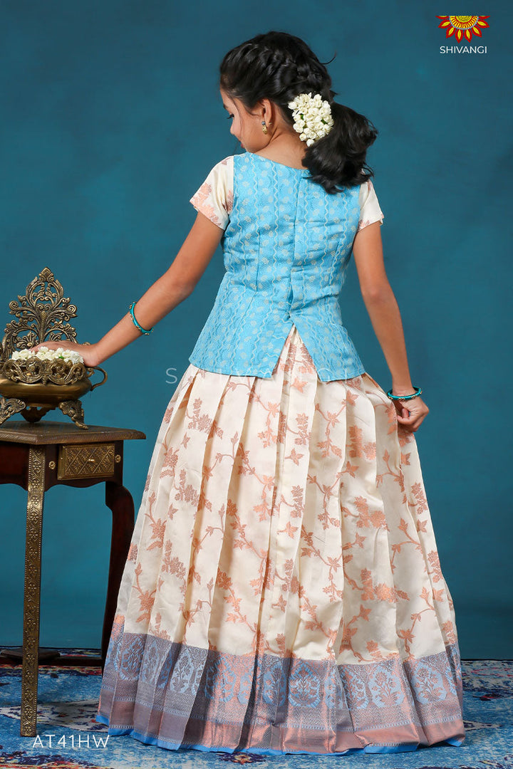 Mustard Flower pattu pavadai For Girls !!!