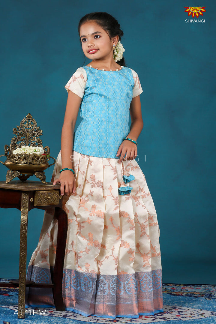 Mustard Flower pattu pavadai For Girls !!!