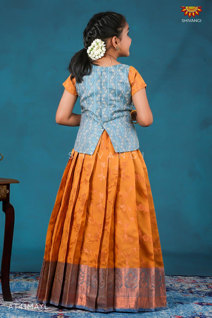 Mustard Flower pattu pavadai For Girls !!!