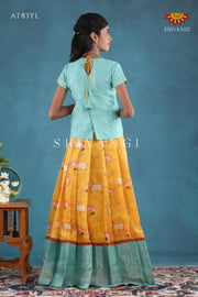 Yellow Pichwai Lotus Pattu Pavadai For Girls !!!