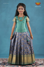 Grey Moroccan Link Pattu Pavadai For Girls !!!