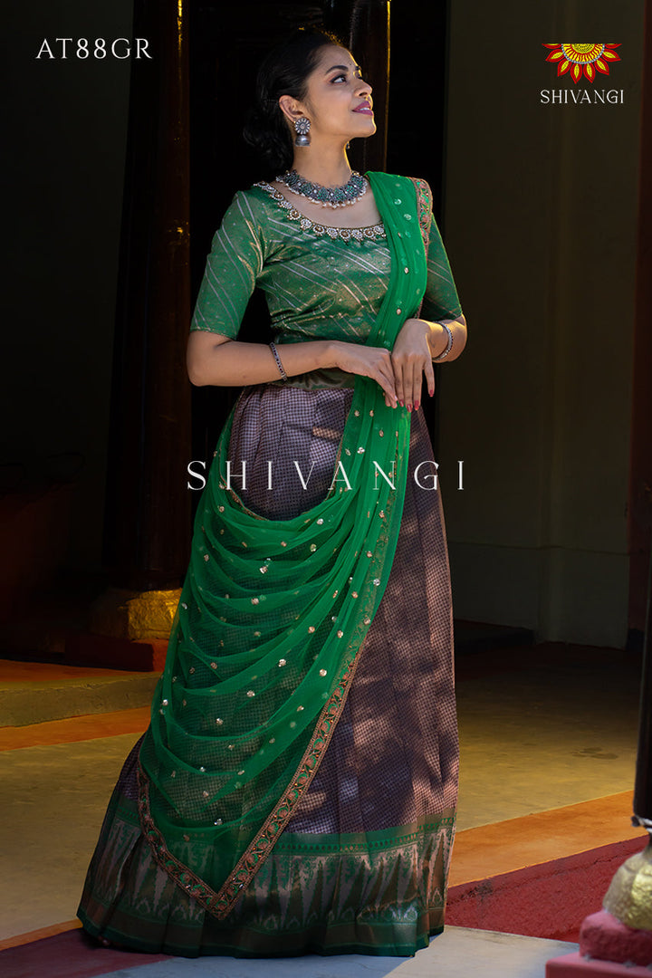 Festive Wear !!! - Green Silver Fire Lehenga