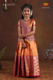 Red Tissue Pochampali Pattu Pavadai !!!