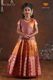 Red Tissue Pochampali Pattu Pavadai !!!