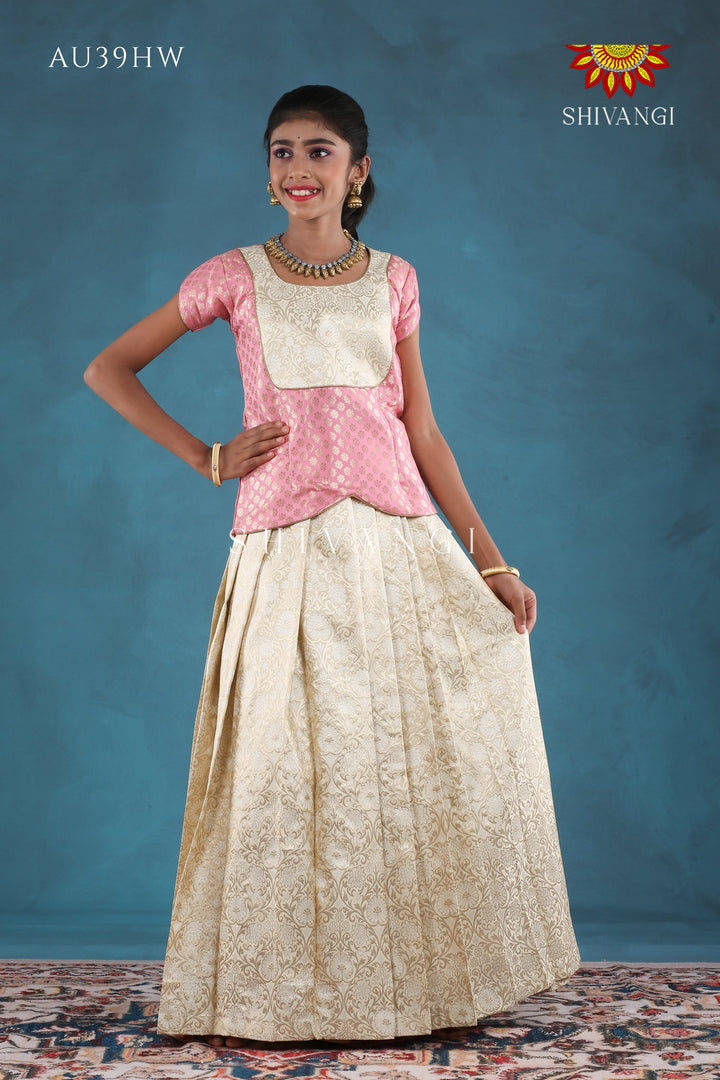 White Night Queen Pattu Pavadai For Girls - Festive Wear!!!