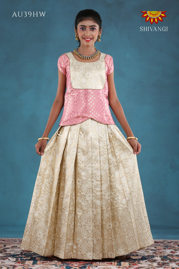 White Night Queen Pattu Pavadai For Girls - Festive Wear!!!