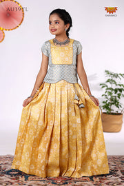 Yellow Night Queen Pattu Pavadai For Girls - Festive Wear!!!