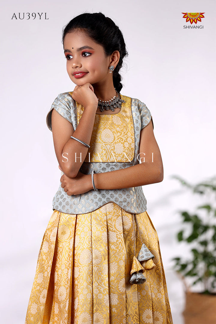 Yellow Night Queen Pattu Pavadai For Girls - Festive Wear!!!