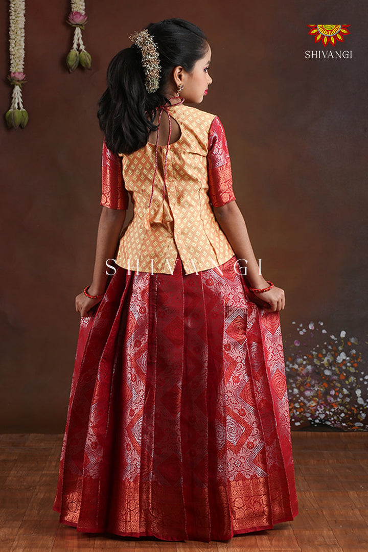 Diwali Collection - Purple Rose Pattu Pavadai For Kids !!!