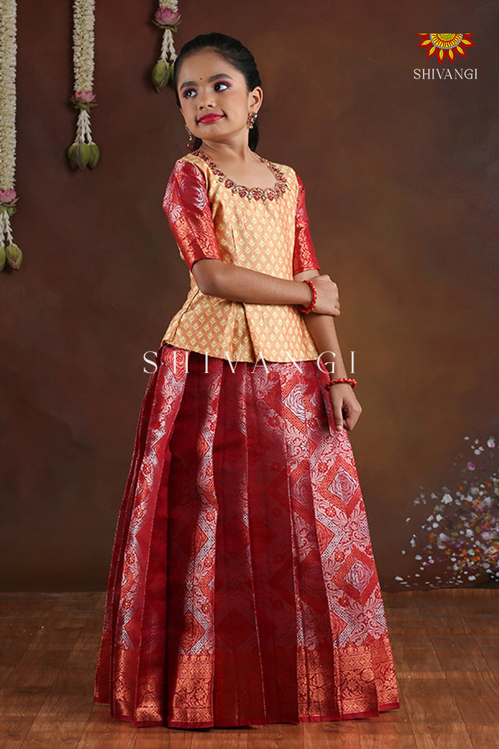 Diwali Collection - Purple Rose Pattu Pavadai For Kids !!!