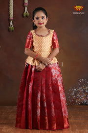 Diwali Collection - Purple Rose Pattu Pavadai For Kids !!!