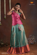 Ramer Green Copper Silk Pattu Pavadai For Girls - Festive Wear!!!