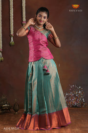 Ramer Green Copper Silk Pattu Pavadai For Girls - Festive Wear!!!