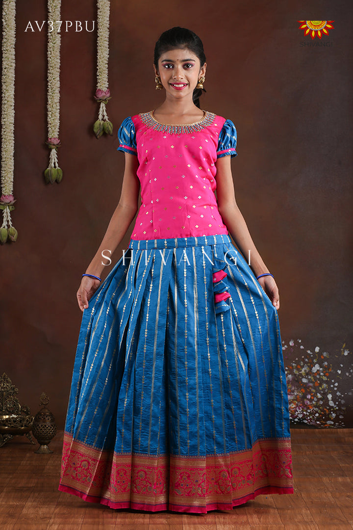 EMB pure silk pattupavada for girls online