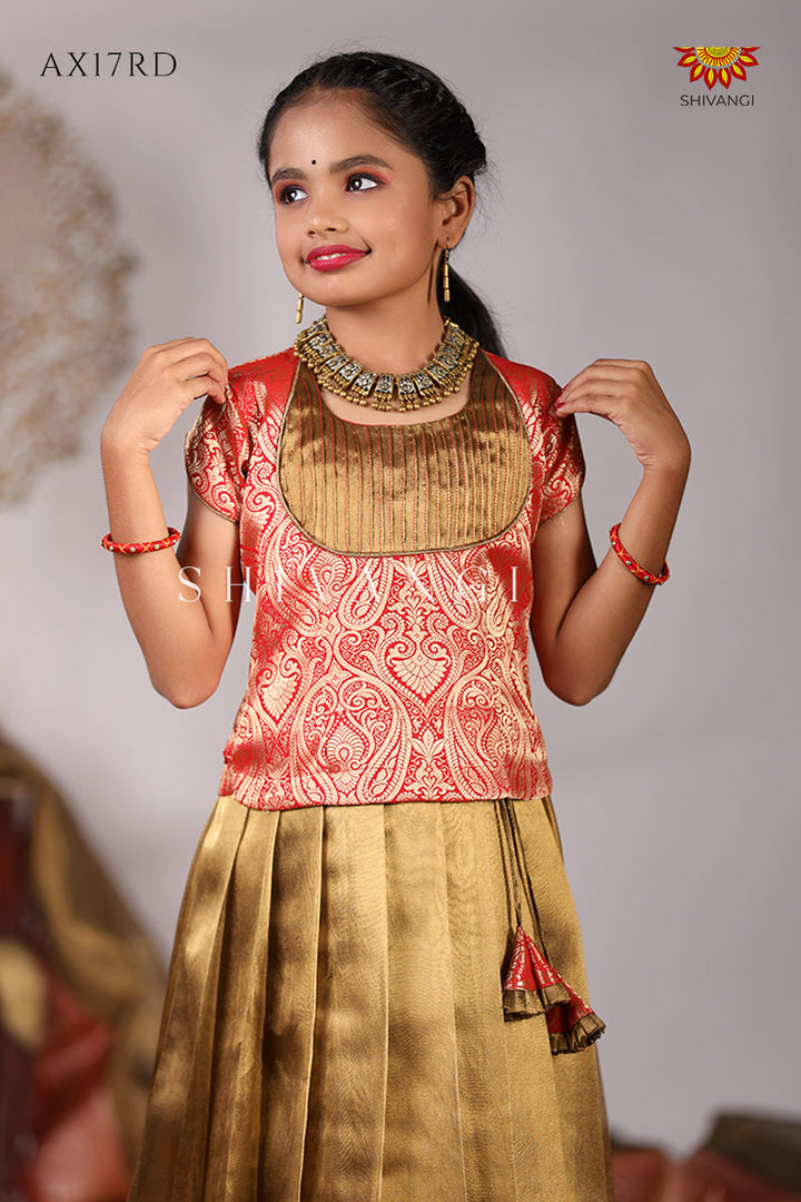 modern pattu pavadai blouse designs for ladies red