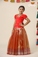 Girls Red Pavizha Malli Pattu Pavadai Designs