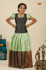 Green Bubble Grass  Pattu Pavadai For Girls - Festive Wear!!!