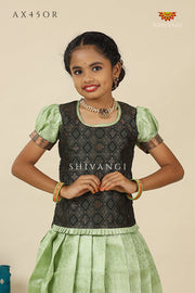 Green Bubble Grass  Pattu Pavadai For Girls - Festive Wear!!!