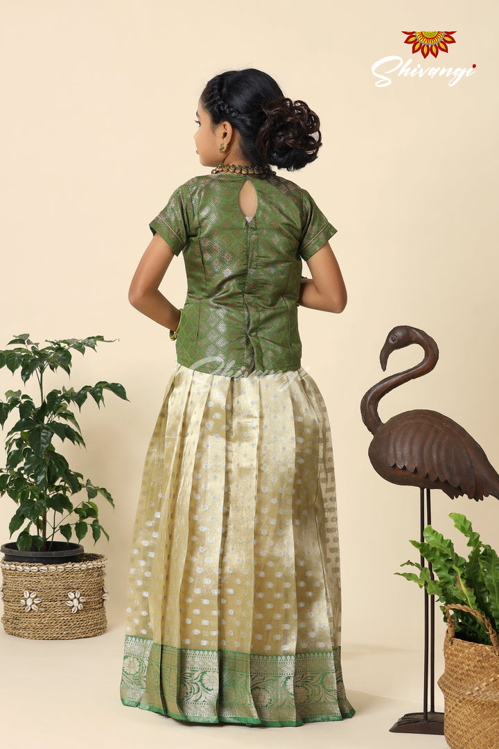 Girls Green Lemon Breeze Pavadai Sattai Designs