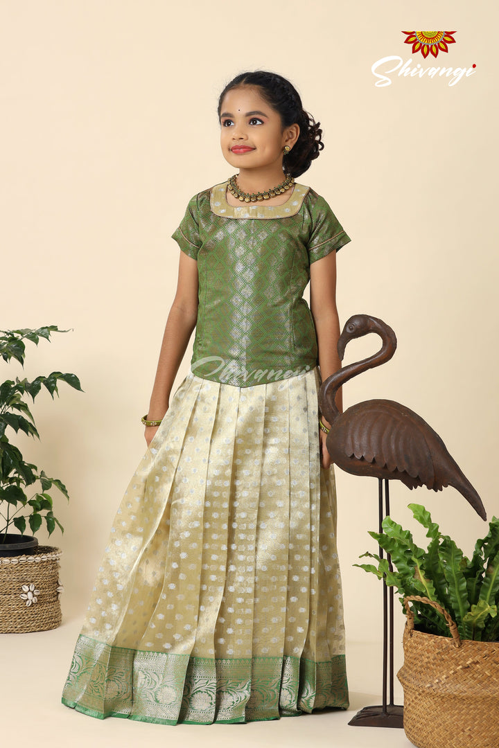 Girls Green Lemon Breeze Pavadai Sattai Designs