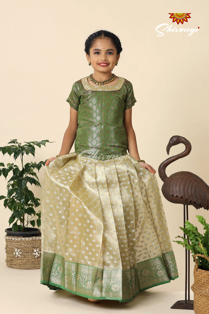 Girls Green Lemon Breeze Pavadai Sattai Designs