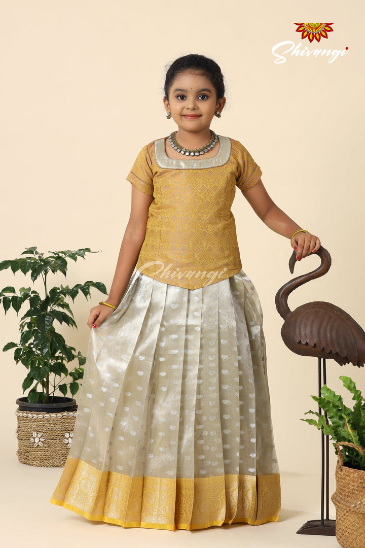 Girls Yellow Lemon Breeze Pavadai Sattai Designs