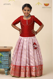 Purple Kota Wave Pattu Pavadai Diwali Collection for Girls