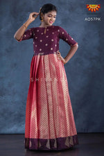 Girls Maroon Pastel Pink Long Gown 