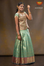 Girls Ramar Green Lotus Garden Pattu Pattupavadai 