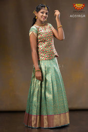 Girls Ramar Green Lotus Garden Pattu Pattupavadai 