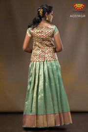 Girls Ramar Green Lotus Garden Pattu Pattupavadai 