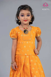 Girls Yellow Pine Forest Pattu Pavadai